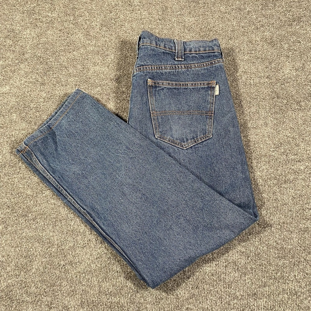Gravel Gear Workwear Jeans Mens 32x28 *HEMMED* Faded Blue Denim Straight Leg